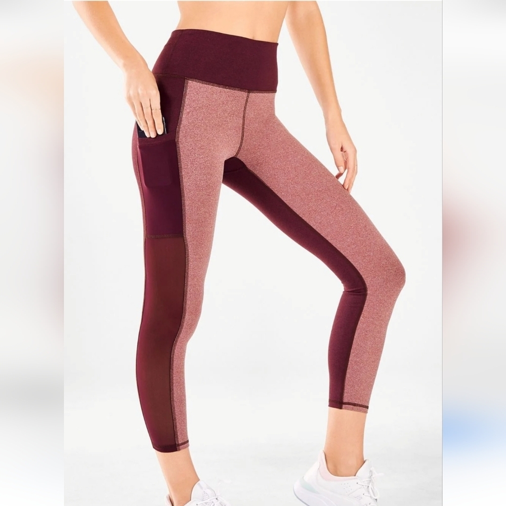 Fabletics Two-Tone Burgundy Leggings